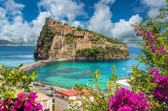 Landscape with Aragonese Castle,  Ischia island, Italy