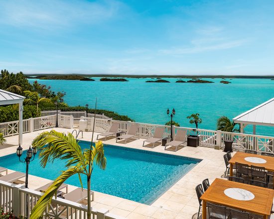Blue Island Villa view of Chalk Sound over the pool