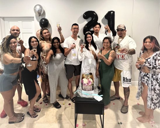 Guests celebrating a family member's 21st birthday at Blue Island Villa