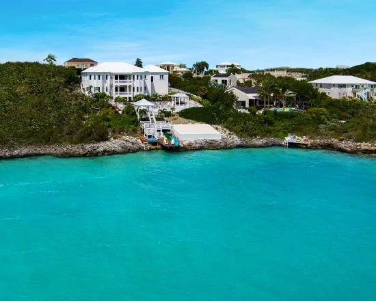 Blue Island Villa view of the house from above Chalk Sound