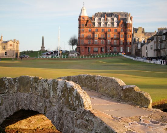 Iconic St. Andrews Stone Bridge with The Residence in the Background